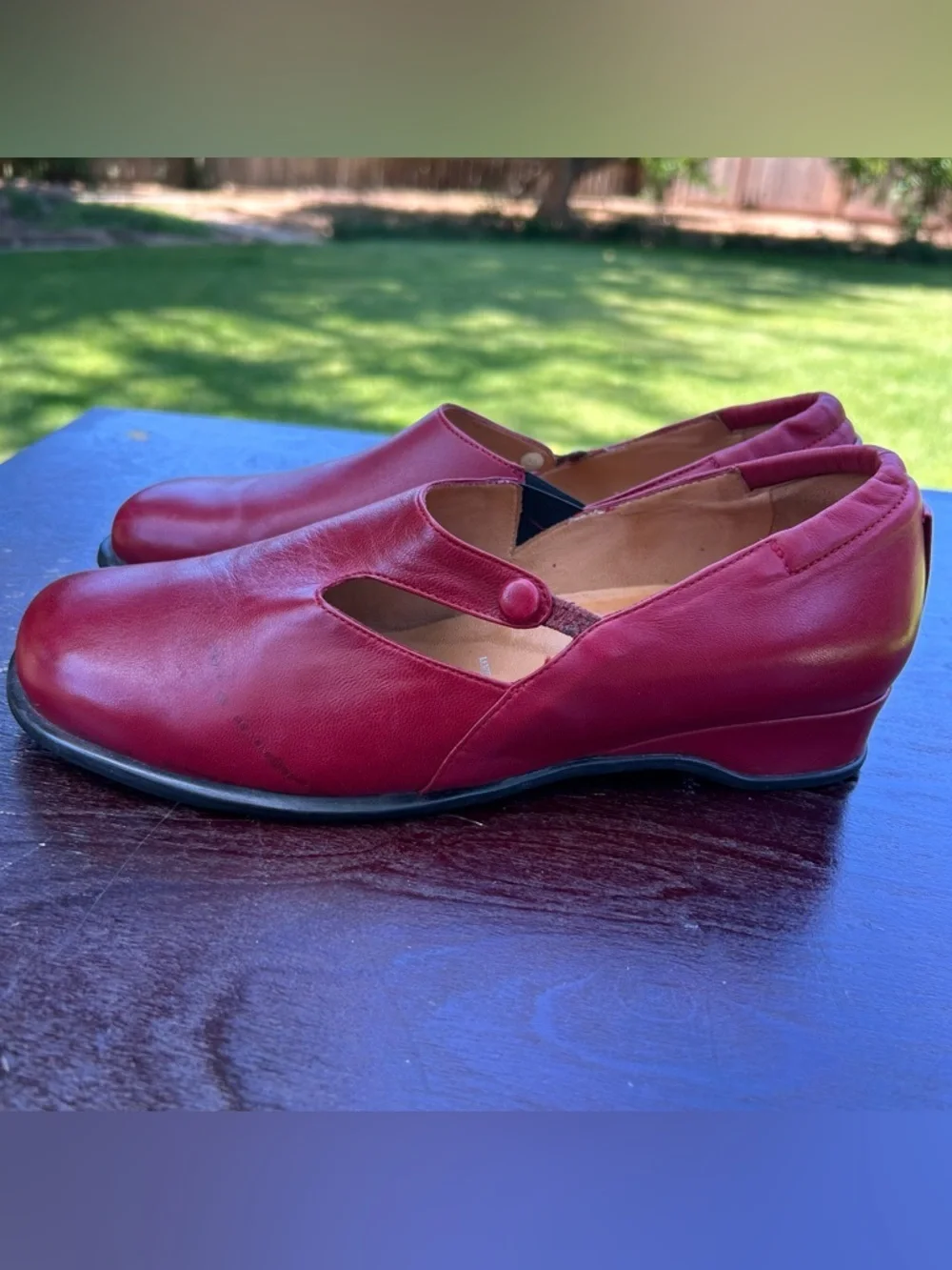 1803 Footwear Handmade Leather Red Mary Jane Style Shoe Size EU 40/US 9